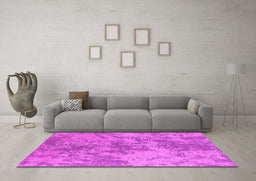 Machine Washable Oriental Pink Industrial Rug in a Living Room, wshurb2693pnk