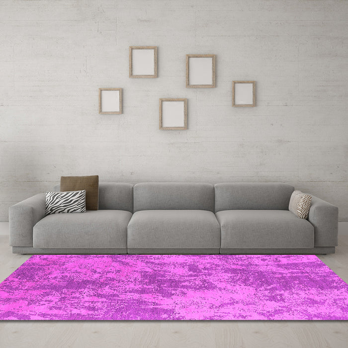 Machine Washable Oriental Pink Industrial Rug in a Living Room, wshurb2693pnk