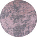 Round Mid-Century Modern Pastel Violet Purple Oriental Rug, urb2693