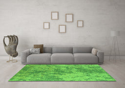 Machine Washable Oriental Green Industrial Area Rugs in a Living Room,, wshurb2693grn