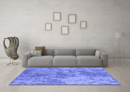 Machine Washable Oriental Blue Industrial Rug in a Living Room, wshurb2693blu