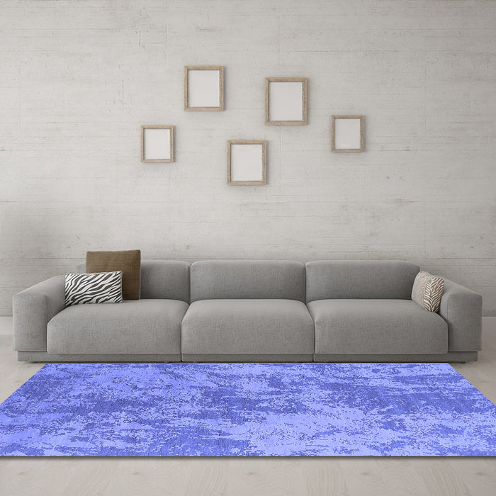 Machine Washable Oriental Blue Industrial Rug in a Living Room, wshurb2693blu
