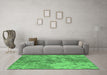 Machine Washable Oriental Emerald Green Industrial Area Rugs in a Living Room,, wshurb2693emgrn