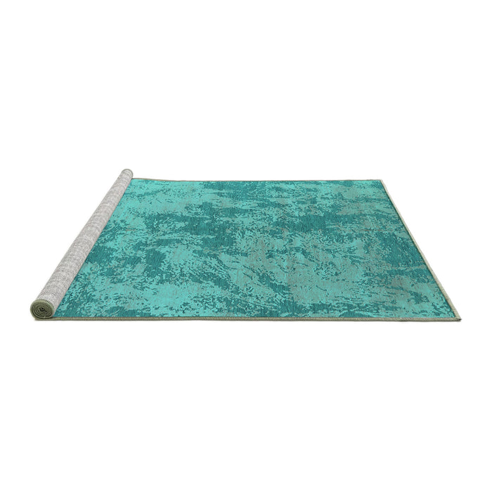 Sideview of Machine Washable Oriental Turquoise Industrial Area Rugs, wshurb2693turq
