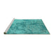 Sideview of Machine Washable Oriental Turquoise Industrial Area Rugs, wshurb2693turq