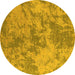 Round Oriental Yellow Industrial Rug, urb2693yw