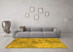 Machine Washable Oriental Yellow Industrial Rug in a Living Room, wshurb2693yw