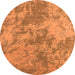 Round Machine Washable Oriental Orange Industrial Area Rugs, wshurb2693org