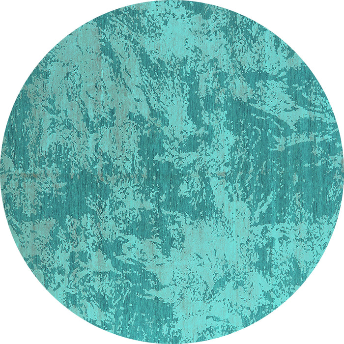 Round Oriental Turquoise Industrial Rug, urb2693turq