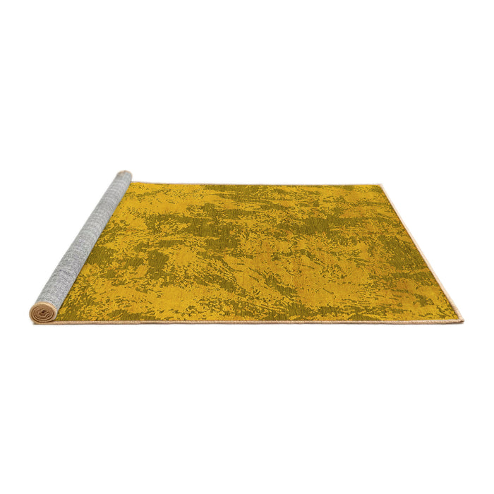 Sideview of Machine Washable Oriental Yellow Industrial Rug, wshurb2693yw