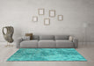 Machine Washable Oriental Turquoise Industrial Area Rugs in a Living Room,, wshurb2693turq