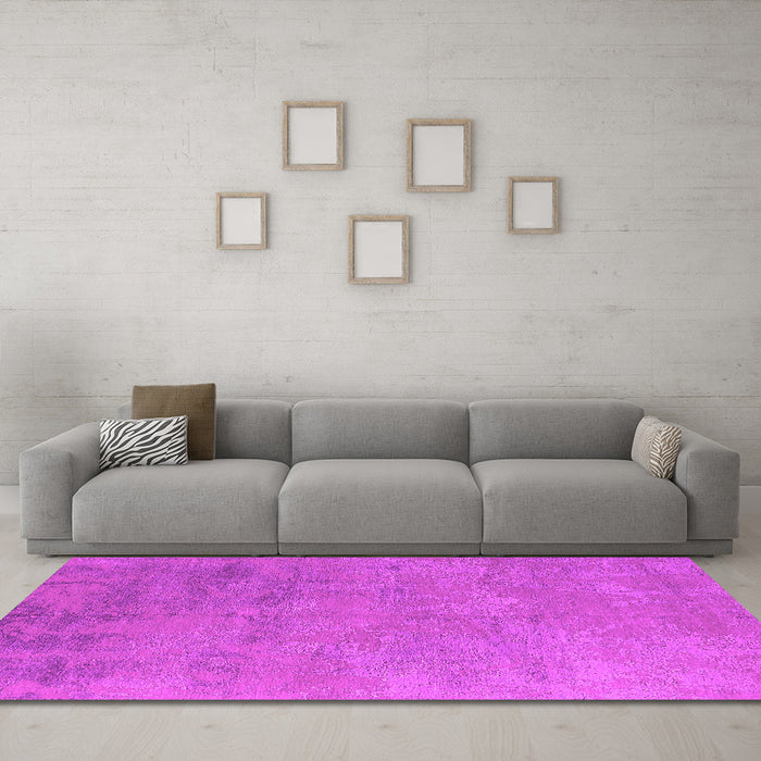 Machine Washable Oriental Pink Industrial Rug in a Living Room, wshurb2694pnk