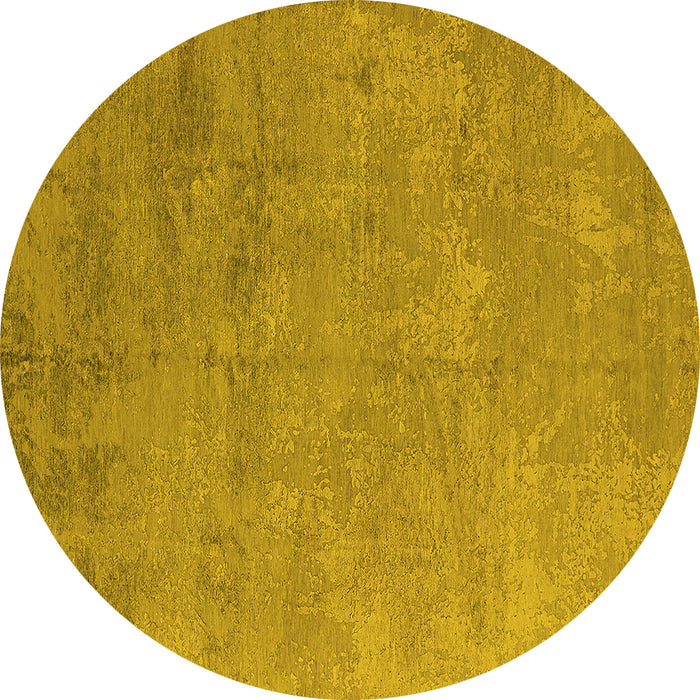 Round Oriental Yellow Industrial Rug, urb2694yw