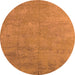 Round Machine Washable Oriental Orange Industrial Area Rugs, wshurb2694org