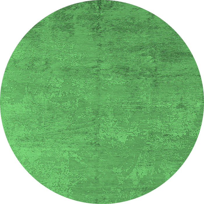 Round Oriental Emerald Green Industrial Rug, urb2694emgrn