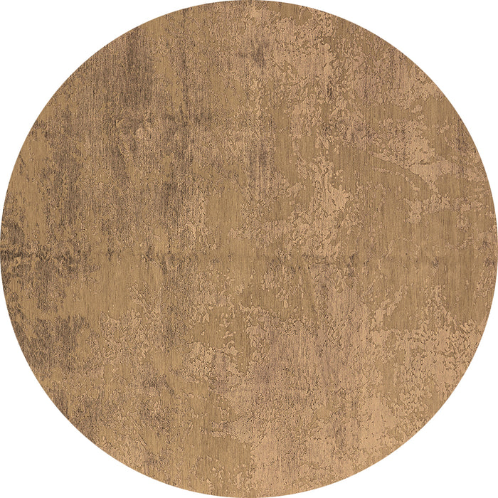 Round Machine Washable Oriental Brown Industrial Rug, wshurb2694brn