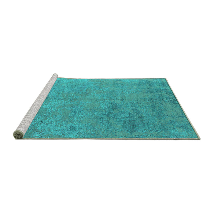 Sideview of Machine Washable Oriental Turquoise Industrial Area Rugs, wshurb2694turq