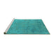 Sideview of Machine Washable Oriental Turquoise Industrial Area Rugs, wshurb2694turq