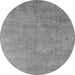 Round Machine Washable Oriental Gray Industrial Rug, wshurb2694gry