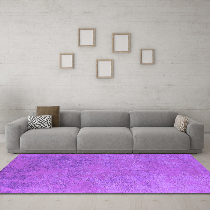 Machine Washable Oriental Purple Industrial Area Rugs in a Living Room, wshurb2694pur