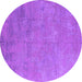 Round Machine Washable Oriental Purple Industrial Area Rugs, wshurb2694pur