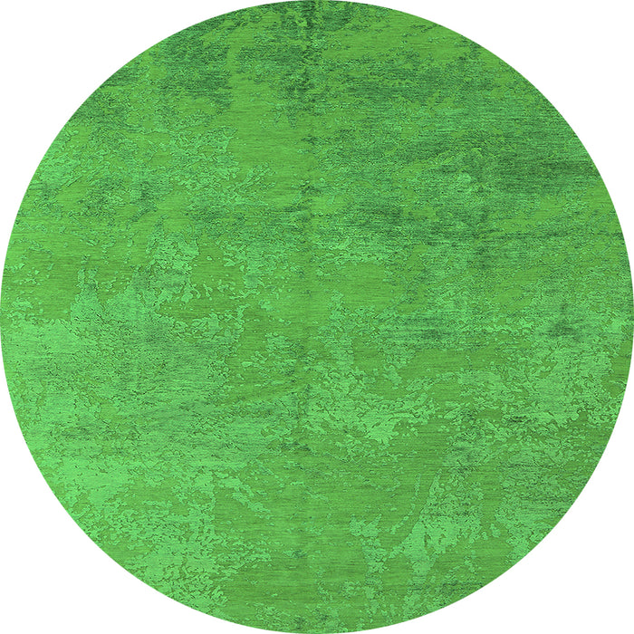 Round Oriental Green Industrial Rug, urb2694grn
