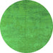 Round Oriental Green Industrial Rug, urb2694grn