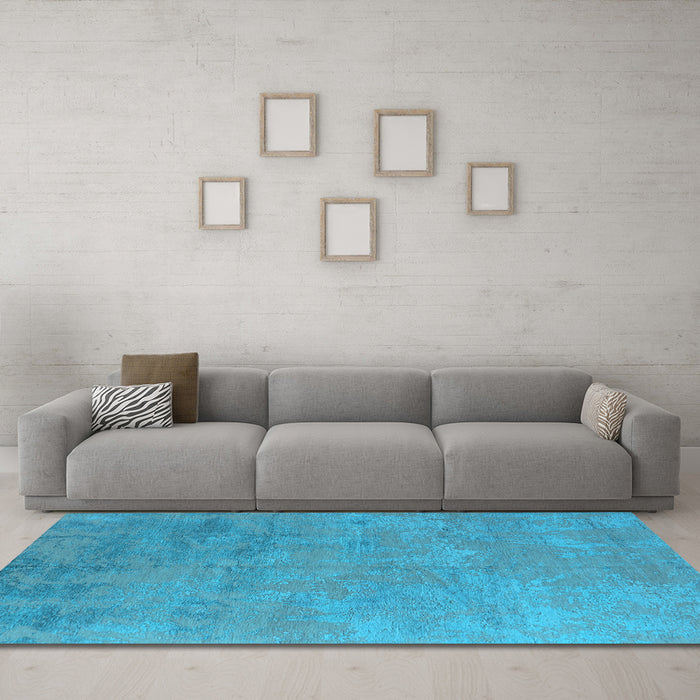 Machine Washable Oriental Light Blue Industrial Rug in a Living Room, wshurb2694lblu