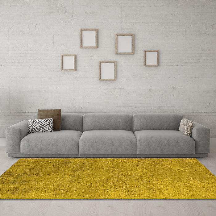 Machine Washable Oriental Yellow Industrial Rug in a Living Room, wshurb2694yw