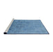 Sideview of Machine Washable Industrial Modern Blue Rug, wshurb2695