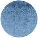 Round Machine Washable Industrial Modern Blue Rug, wshurb2695