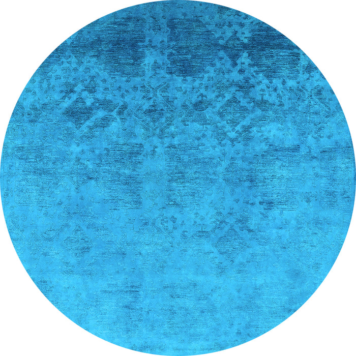 Round Machine Washable Persian Light Blue Bohemian Rug, wshurb2695lblu