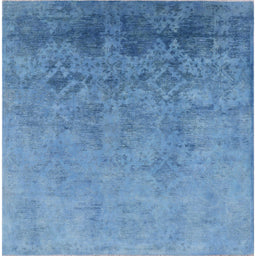 Square Mid-Century Modern Blue Persian Rug, urb2695