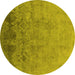 Round Machine Washable Persian Yellow Bohemian Rug, wshurb2695yw