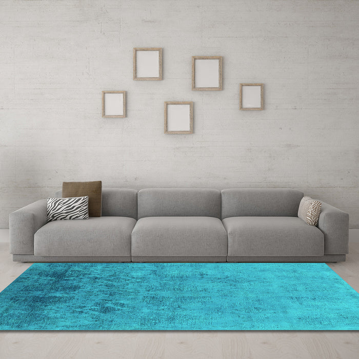 Machine Washable Persian Turquoise Bohemian Area Rugs in a Living Room,, wshurb2695turq