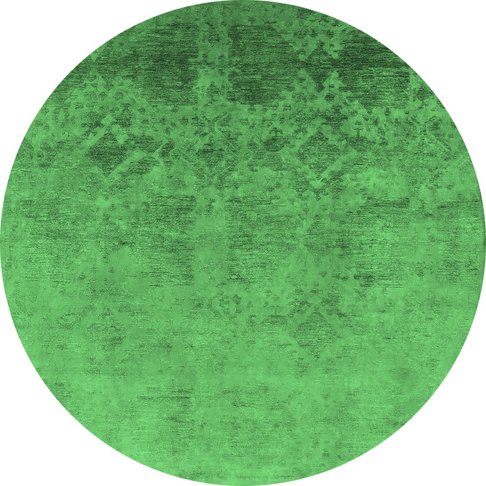 Round Persian Emerald Green Bohemian Rug, urb2695emgrn