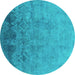 Round Persian Turquoise Bohemian Rug, urb2695turq