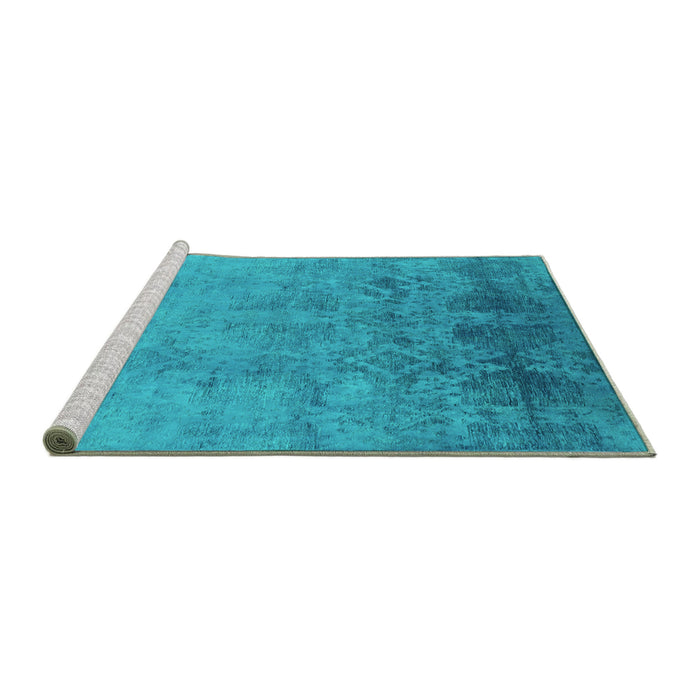 Sideview of Machine Washable Persian Turquoise Bohemian Area Rugs, wshurb2695turq