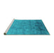 Sideview of Machine Washable Persian Turquoise Bohemian Area Rugs, wshurb2695turq