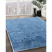 Mid-Century Modern Blue Persian Rug in Family Room, urb2695