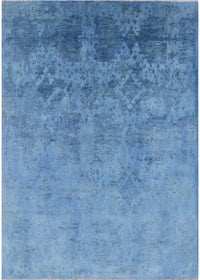 Machine Washable Industrial Modern Blue Rug, wshurb2695