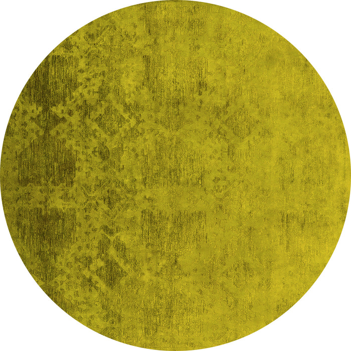 Round Persian Yellow Bohemian Rug, urb2695yw