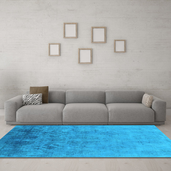 Machine Washable Persian Light Blue Bohemian Rug in a Living Room, wshurb2695lblu
