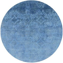 Round Mid-Century Modern Blue Persian Rug, urb2695