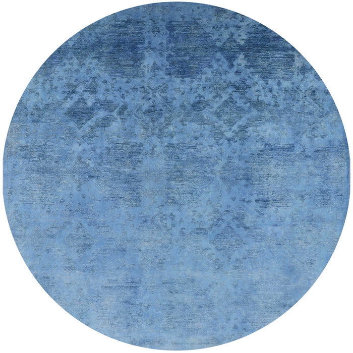 Round Mid-Century Modern Blue Persian Rug, urb2695