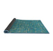 Sideview of Mid-Century Modern Dark Cyan Green Oriental Rug, urb2696