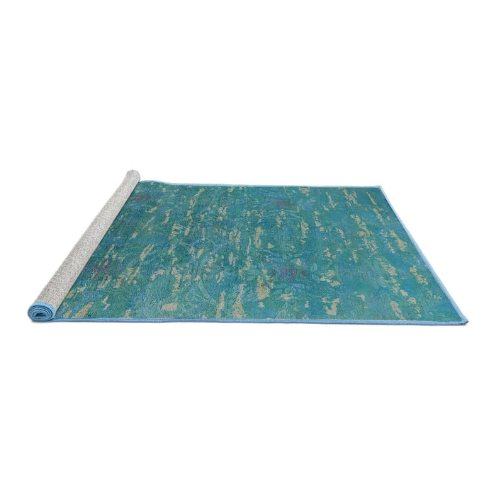 Sideview of Machine Washable Industrial Modern Dark Cyan Green Rug, wshurb2696