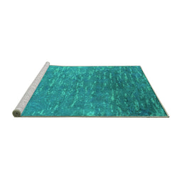 Sideview of Machine Washable Oriental Turquoise Industrial Area Rugs, wshurb2696turq