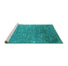 Sideview of Machine Washable Oriental Turquoise Industrial Area Rugs, wshurb2696turq