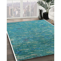 Mid-Century Modern Dark Cyan Green Oriental Rug, urb2696